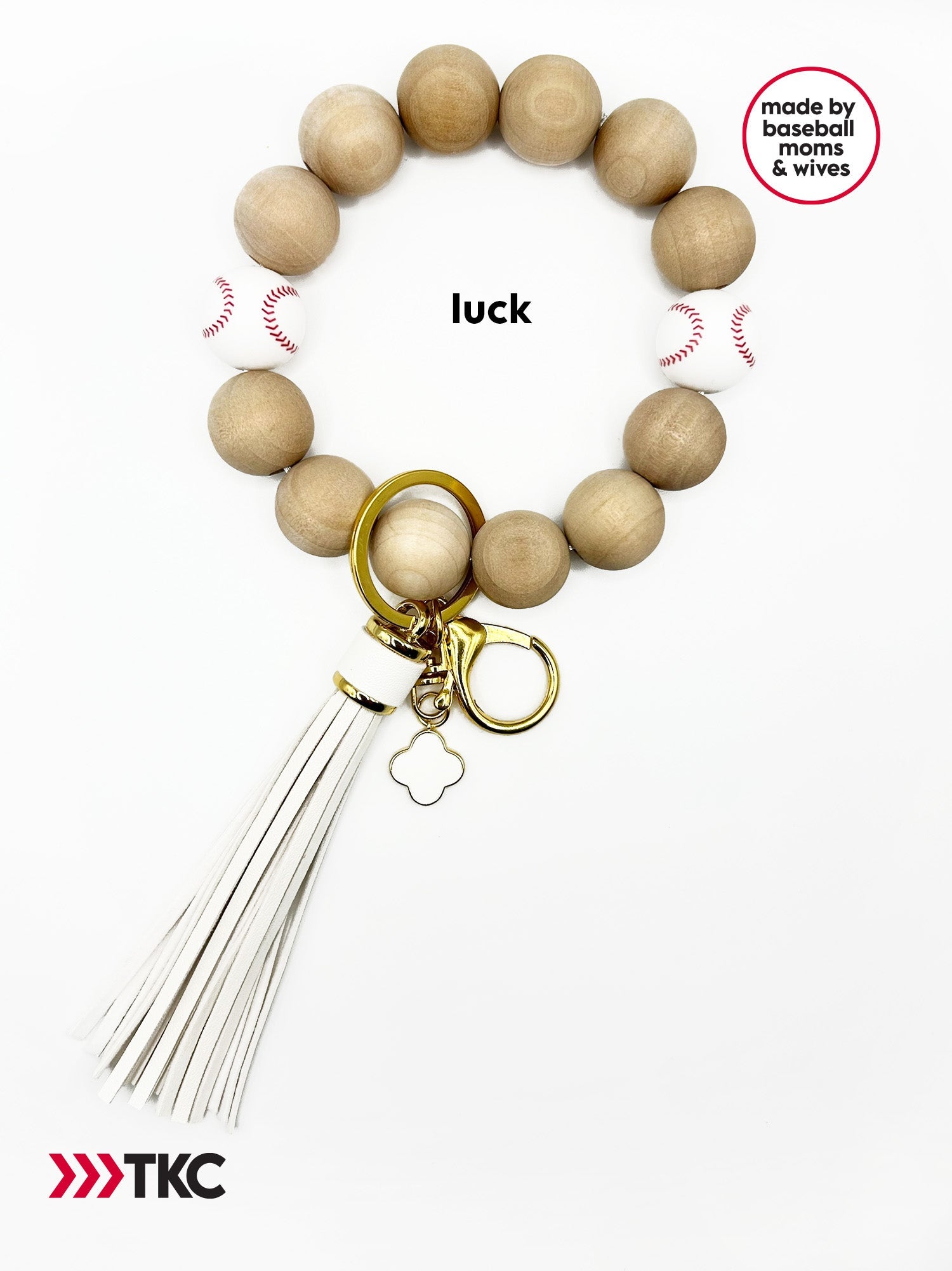 keychain-baseball-wristlet-luck-white-charm